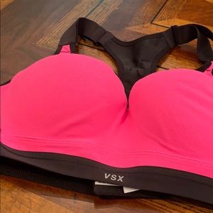Victoria Secret VSX Neon Pink Black Sports Bra